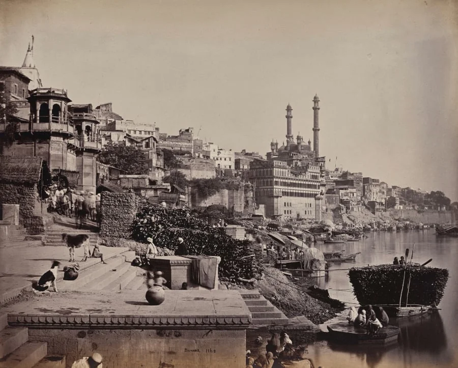 The City of Benares, on the Ganges, View of the Great Mosque of A (?) and Adjoining Landing Places, detail