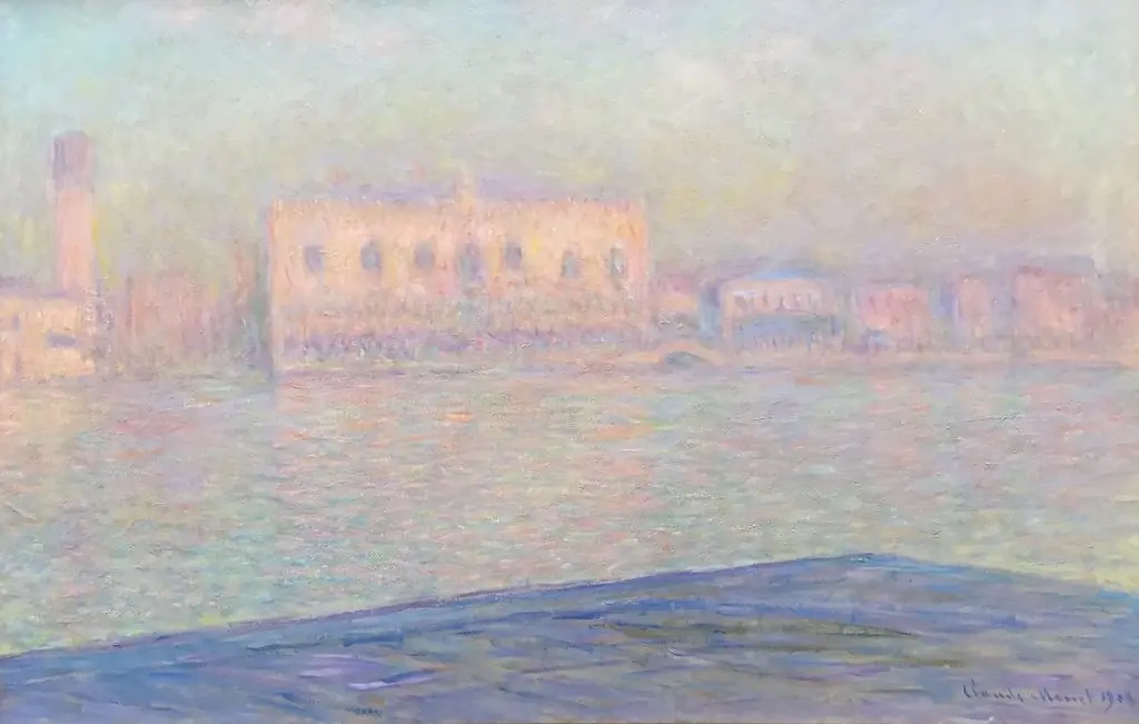 The Doge's Palace Seen from San Giorgio Maggiore, by Claude Monet, oil, 1908