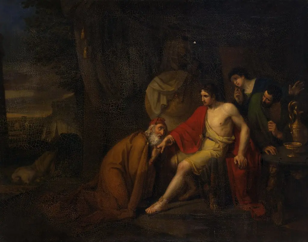 Priam Begging the Body of Hector from Achilles, by Alexey Tarasovich Markov, oil, 1824