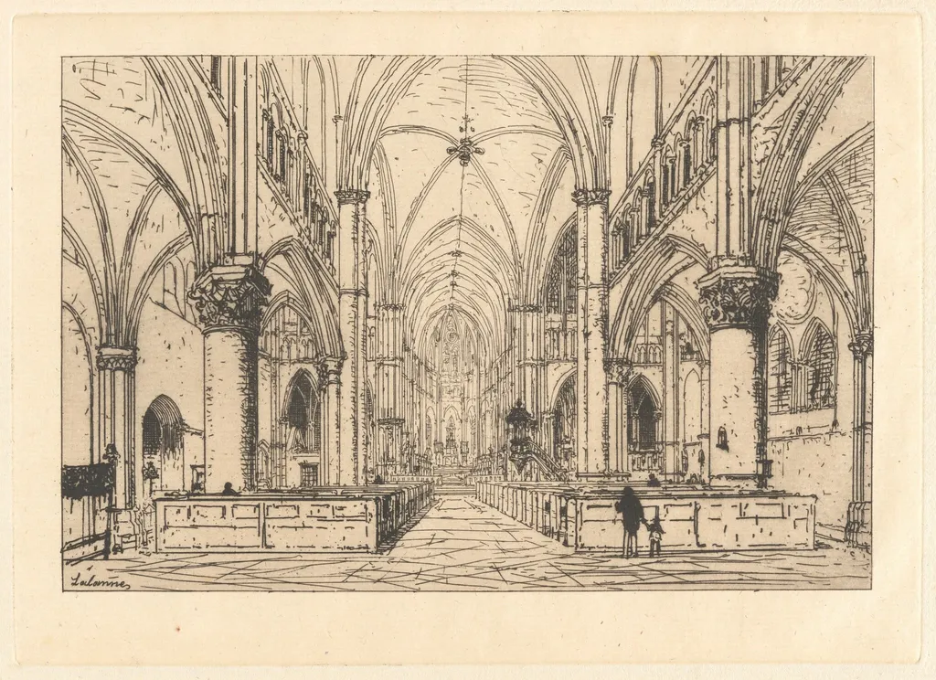 Church Interior, by Maxime Lalanne, ink, 1885