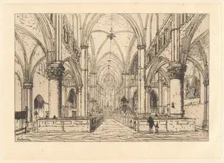 Church Interior, by Maxime Lalanne, ink, 1885