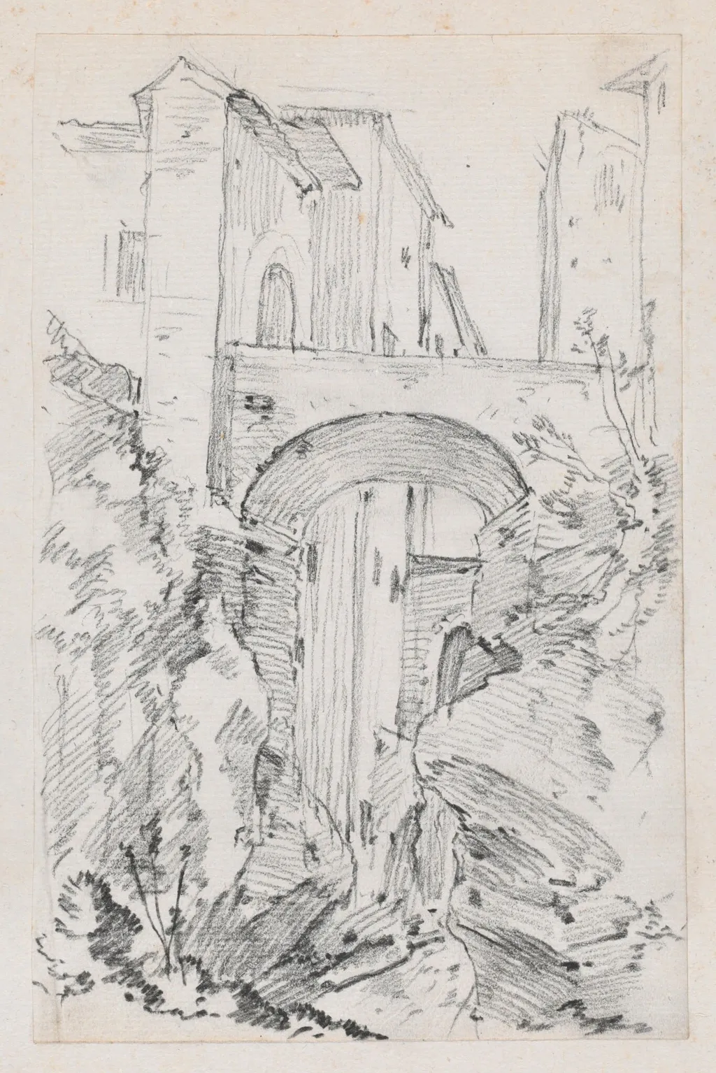 A High Bridge in Tivoli, by Joseph-Marie Vien, graphite, 1747