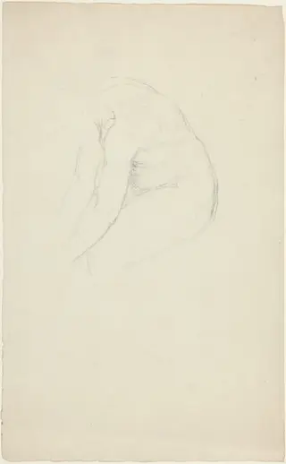 Seated Figure Bending Forward, by John Flaxman, graphite, 1806