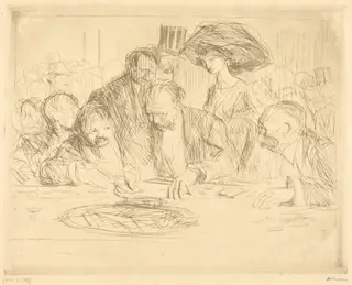 A la table de jeu (2e planche) (At the Gambling Table) (second plate), by Jean-Louis Forain, ink, 1909