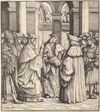 The Archbishop Blessing the Child after the Baptism, by Hans Burgkmair I, ink, 1515