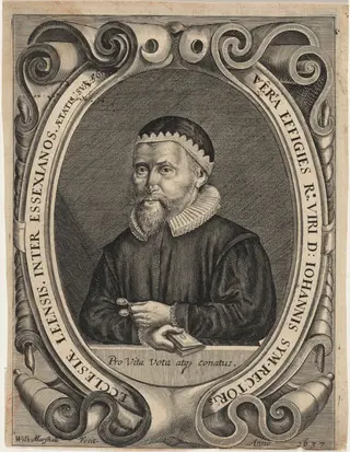 John Sym, Rector of Leigh and Essex, by William Marshall, ink, 1637