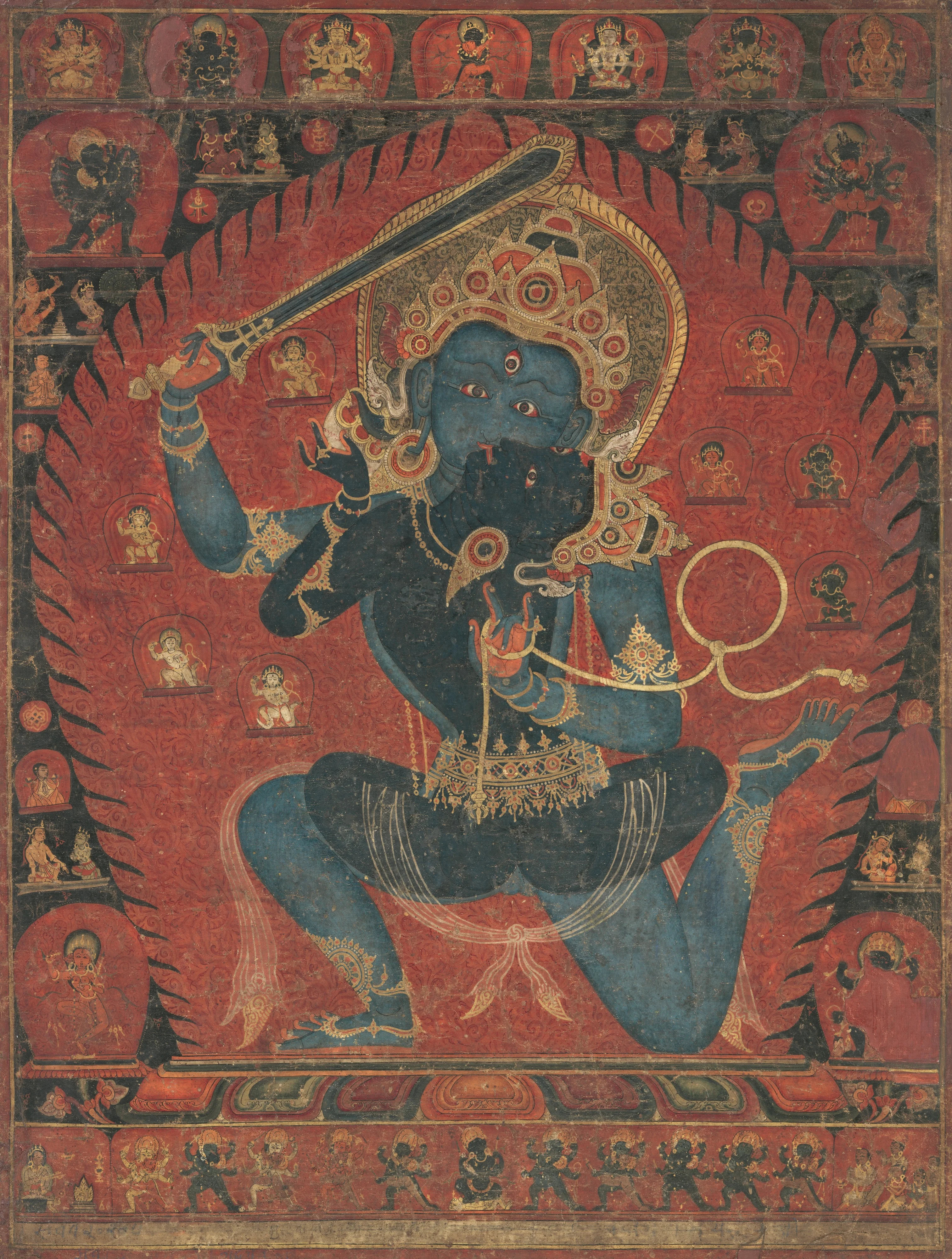 Achala with His Consort Vishvavajri, detail