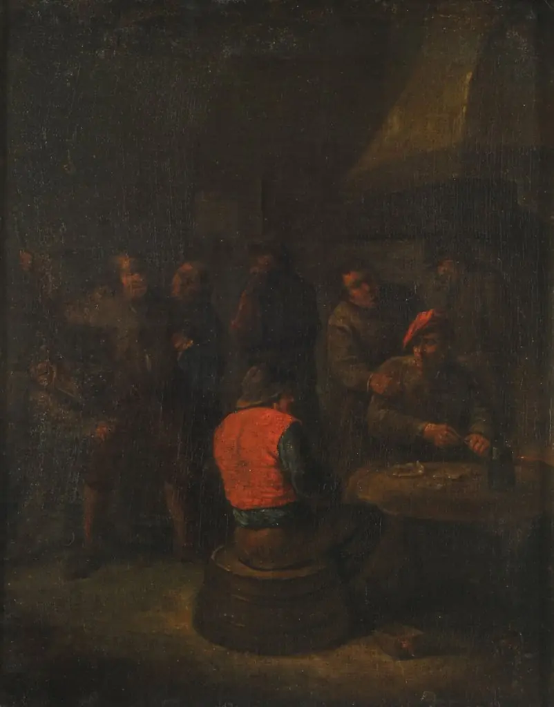 Riña en una taberna, by Adriaen van Ostade, oil