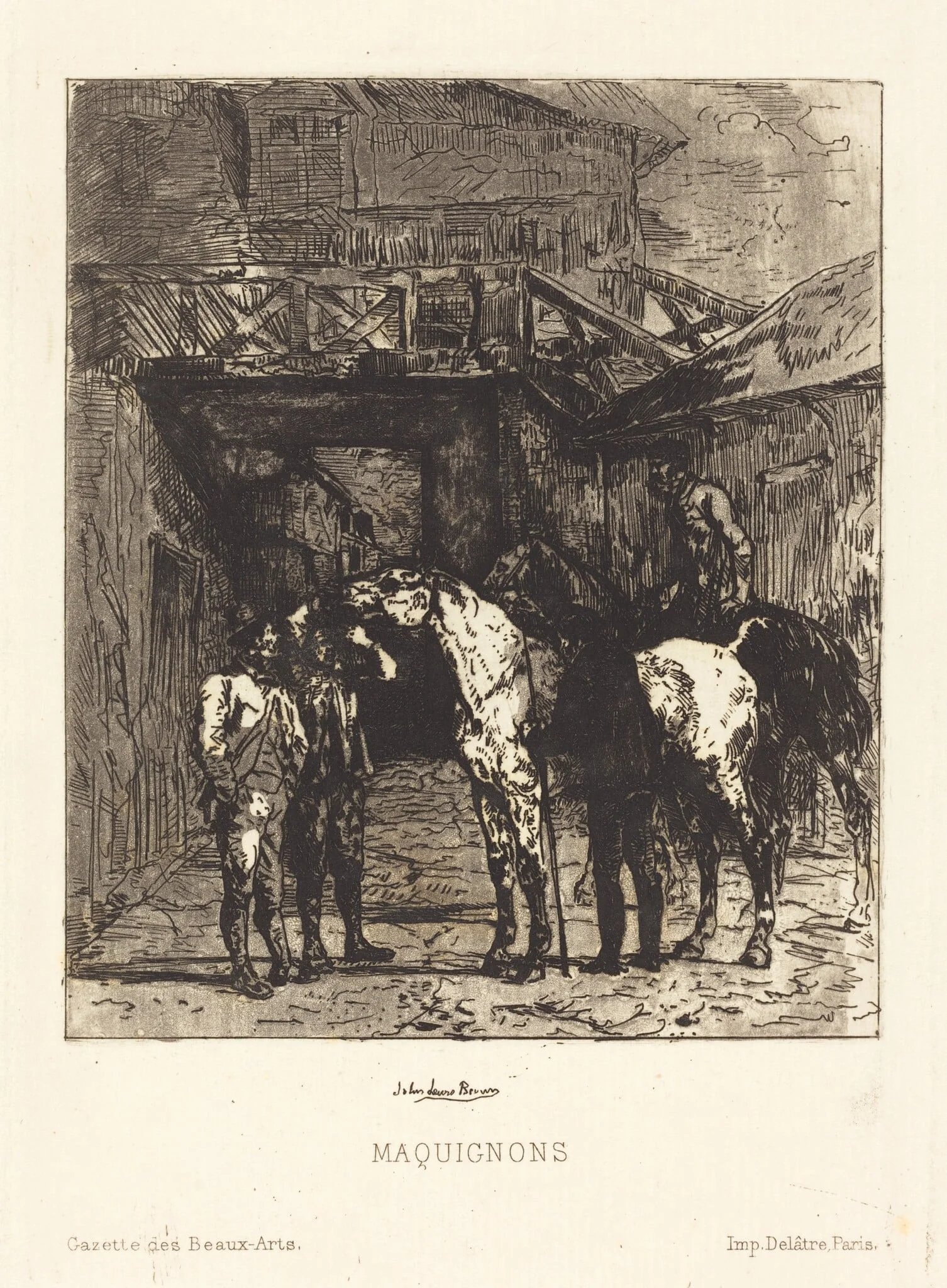 Maquignons (Horse Dealers), detail