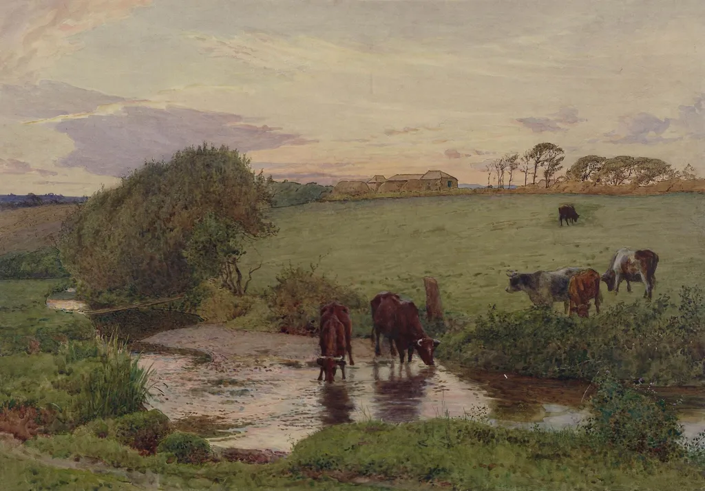 Near St. Mawgan, Cornwall, by Edward Frederick RWS Brewtnall, watercolor, 1866