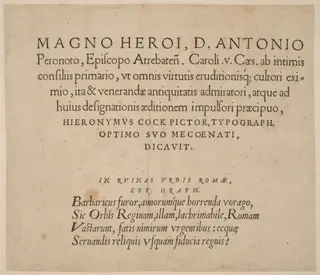Dedication Page, by Hieronymus Cock, 1551