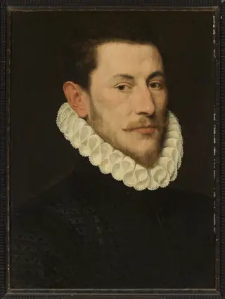 Portrait of a young man, by Adriaen Thomasz. Key, oil, 1574