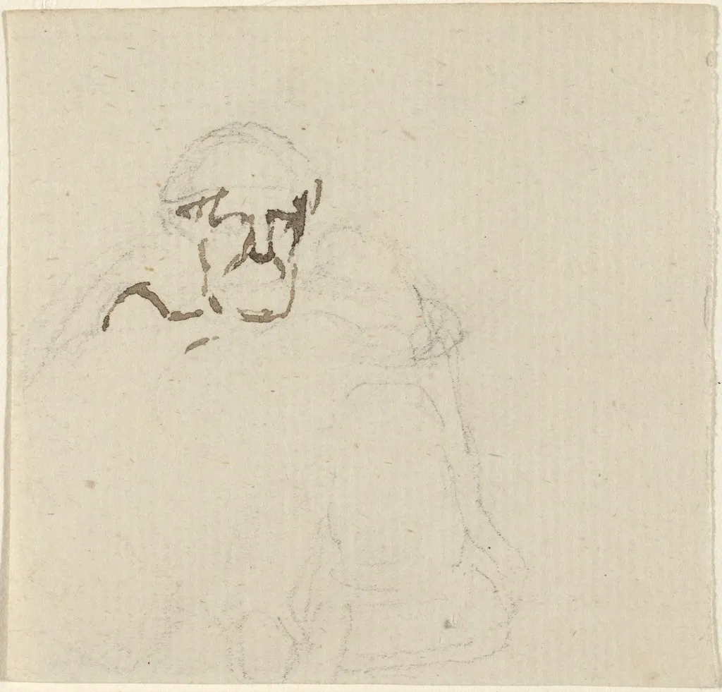 Bearded Figure, by John Flaxman, ink, 1790