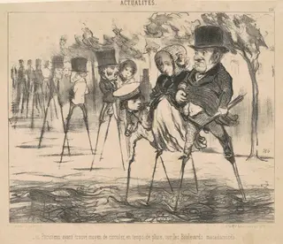 Les Parisiens ayant trouvé le moyen de circuler ..., by Honoré Daumier, ink, 1850