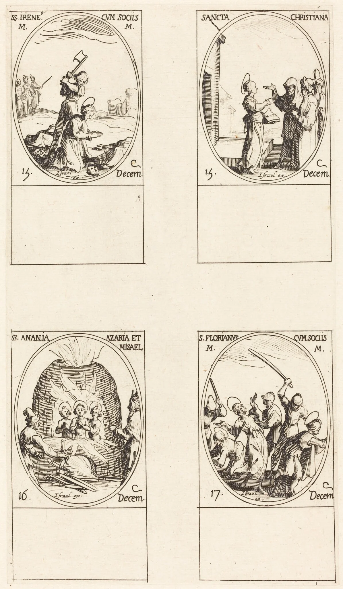 St. Irene & Companions; St. Christiana; Sts. Anania, Azaria & Misael; St. Florianus & Companions, detail