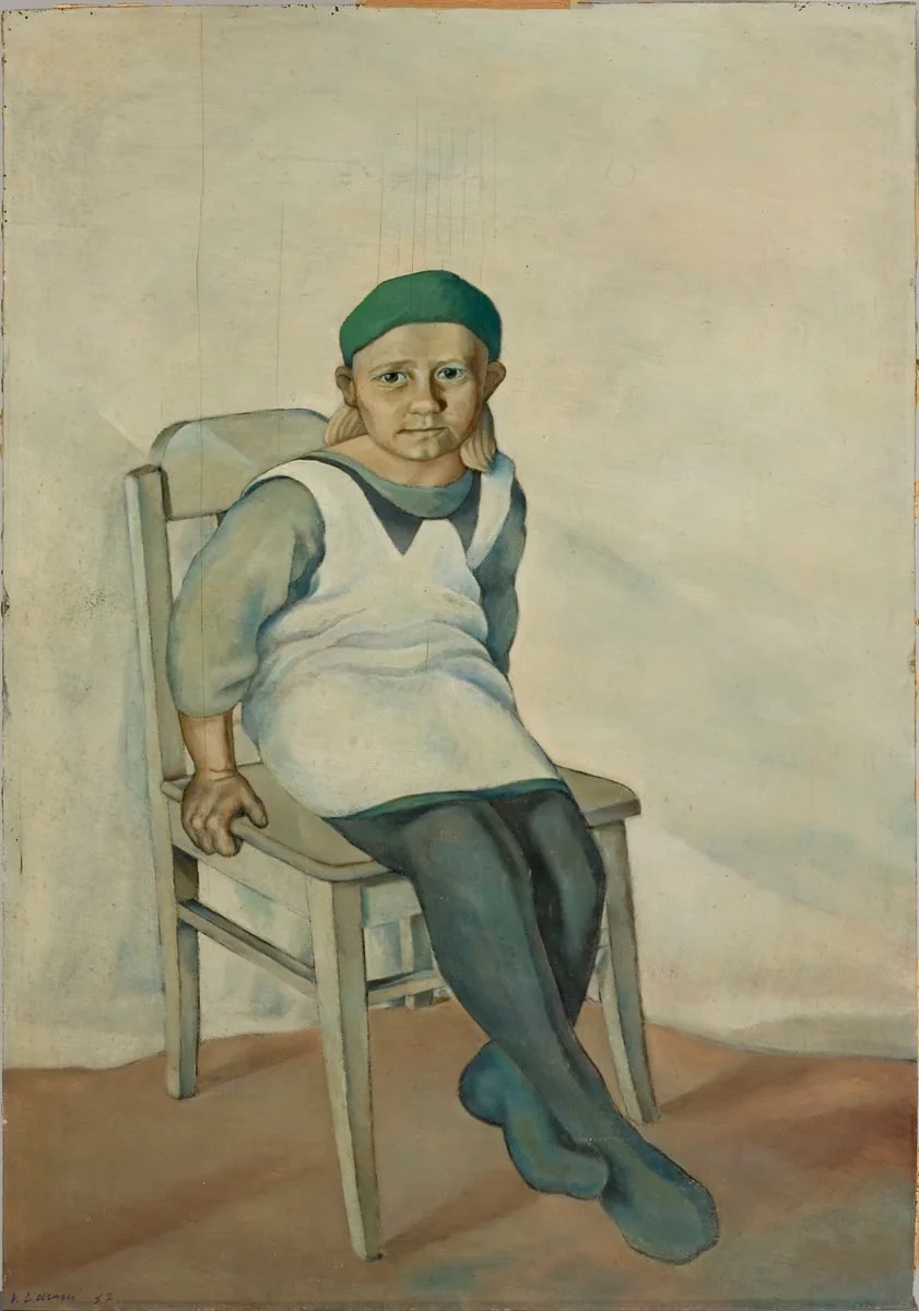 Istuva tyttö, detail