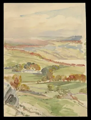 A view over hills and valleys, by Beatrix Potter, watercolor, 1905