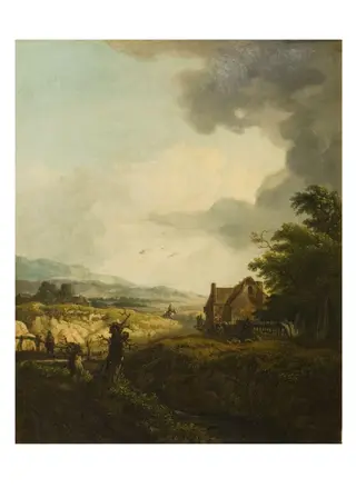 Landscape with an inn, by Jan Wijnants, oil