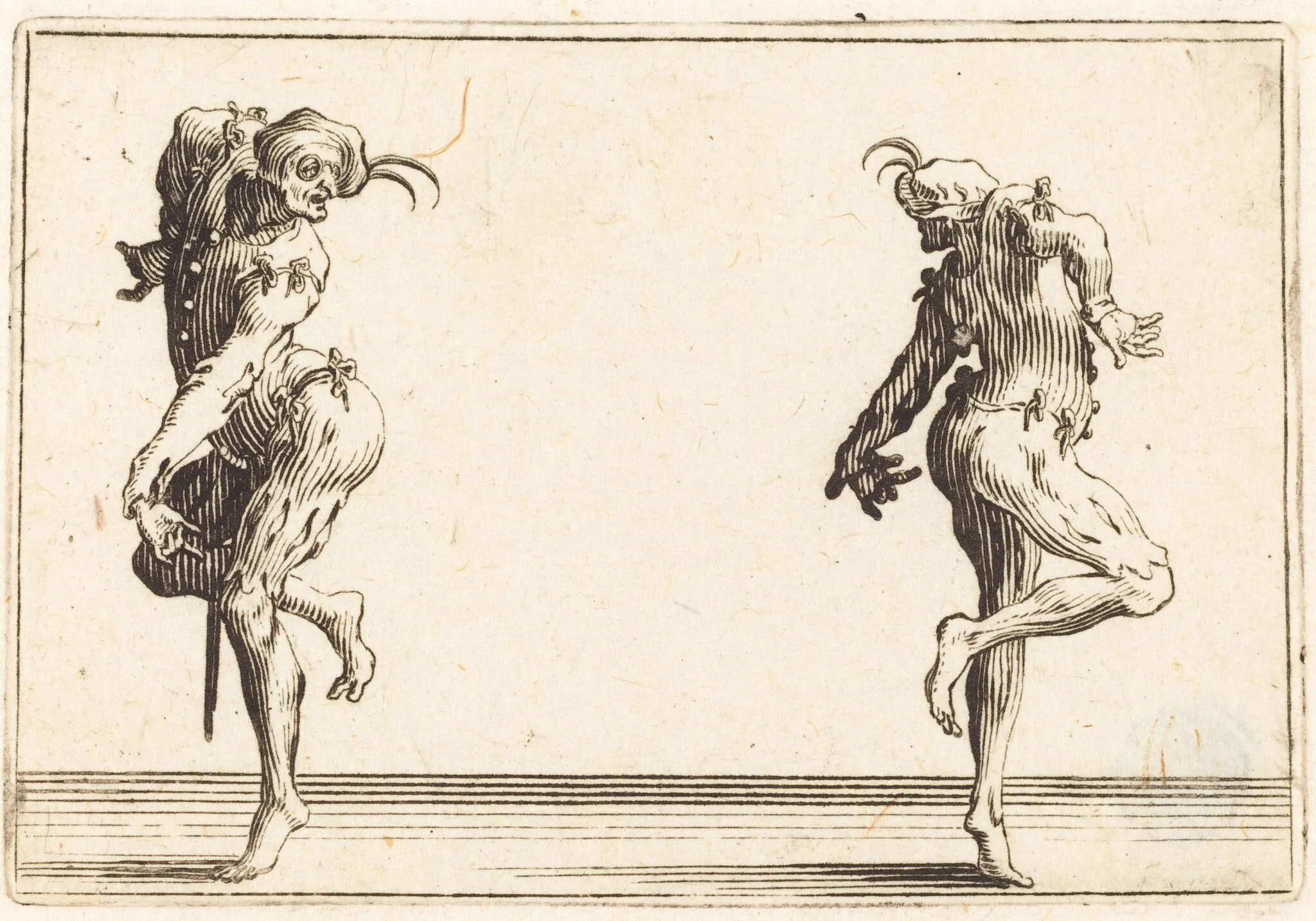 Two Pantaloons Dancing, detail