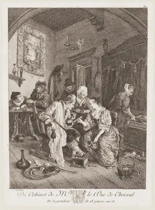 The Sick Greybeard (or, "January and May"), by Jan Steen, oil, 1662