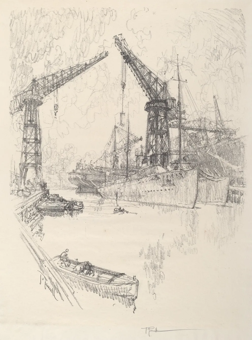 Building Destroyers, by Joseph Pennell, ink, 1917