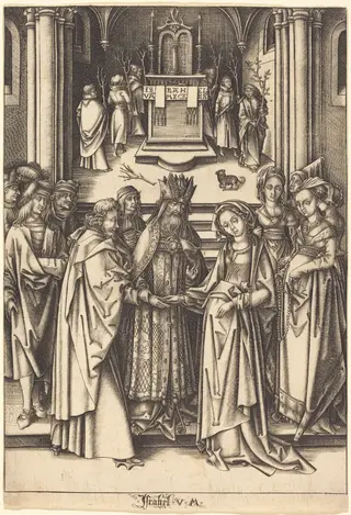The Marriage of the Virgin, by Israhel van Meckenem, ink, 1495