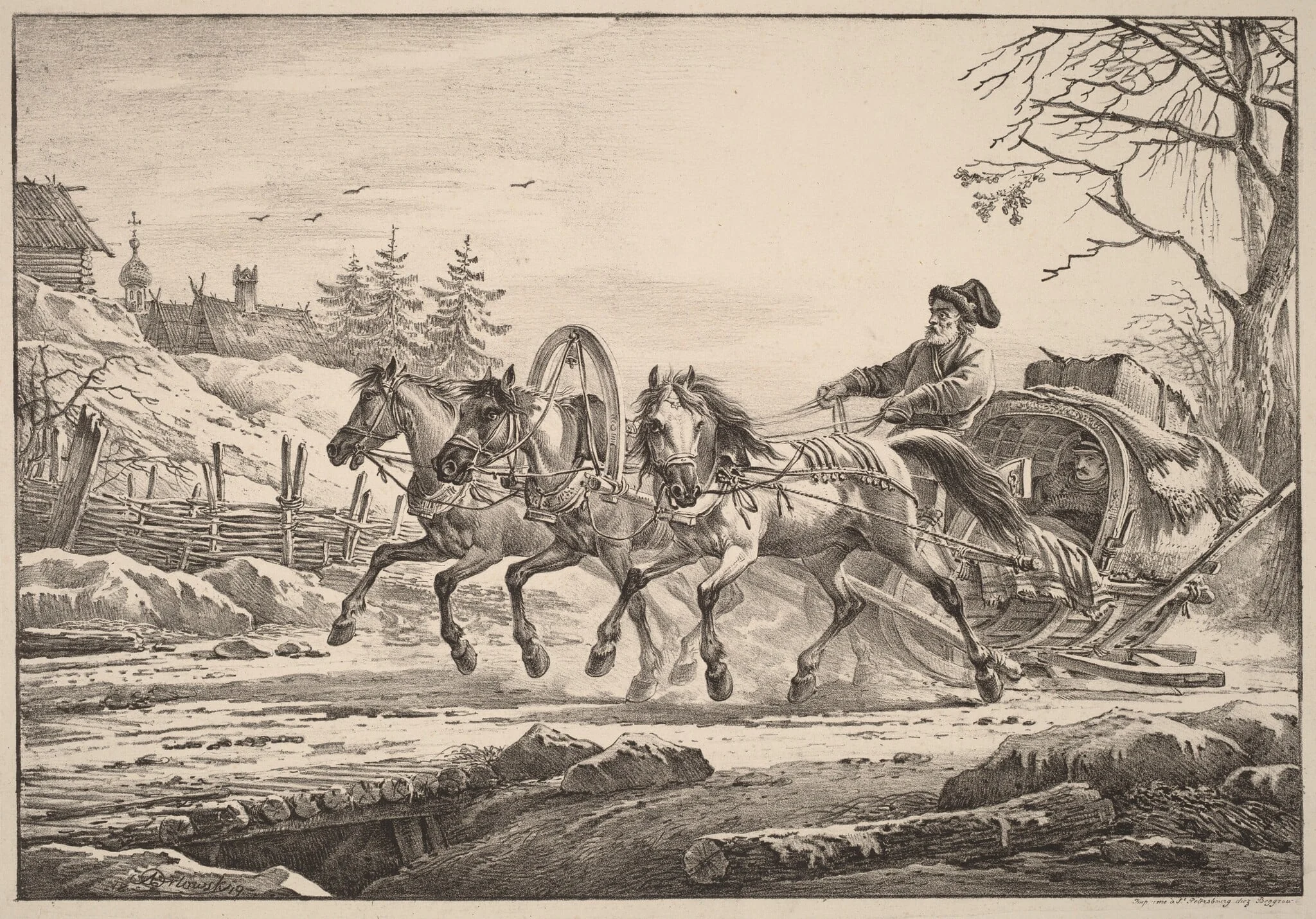 A Hired Coachman in Winter, detail