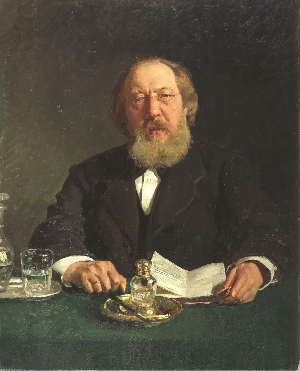 Portrait of poet and slavophile Ivan Sergeyevich Aksakov, by Ilya Repin, oil, 1890