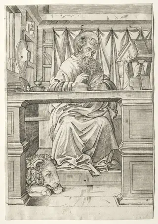 St. Jerome in His Study, by Giovanni Antonio da Brescia, 1510