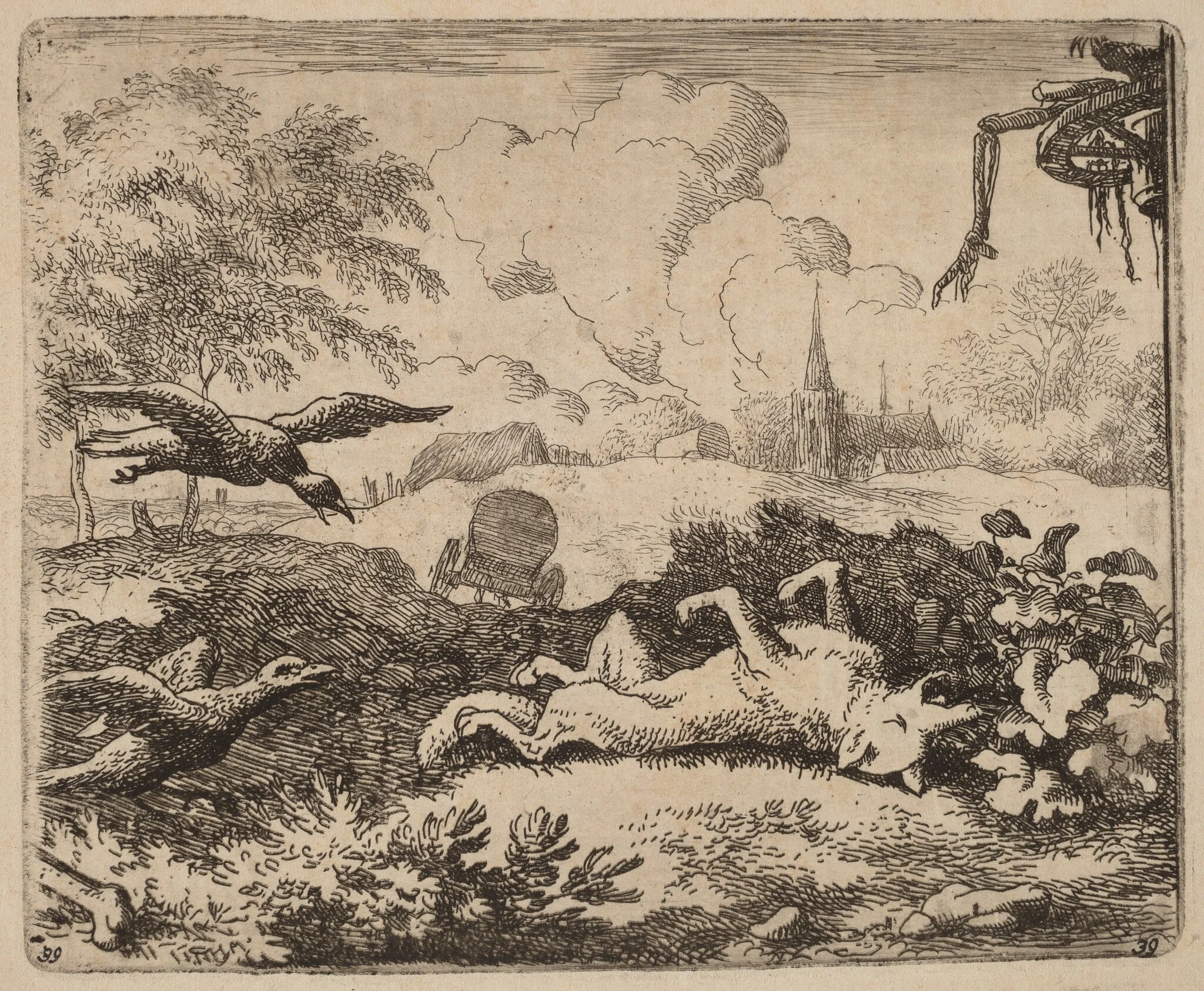 Reynard and the Crows, detail