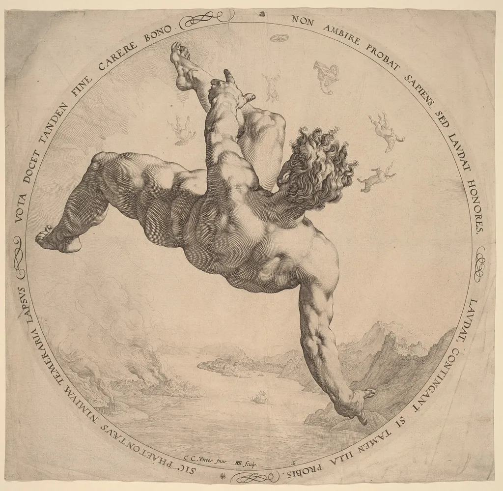 Phaeton, by Hendrick Goltzius, ink, 1588