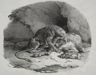 Horse Devoured by a Lion, by Théodore Géricault, 1823