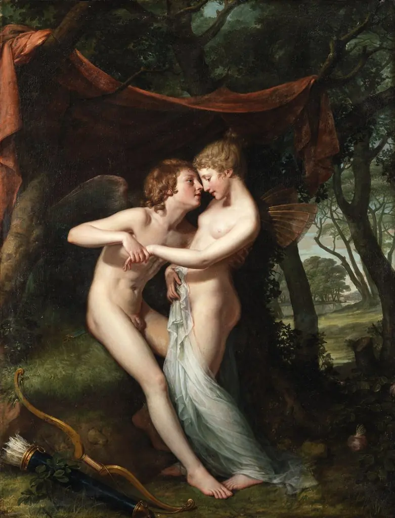 Cupid and Psyche in the Nuptial Bower, by Hugh Douglas Hamilton, oil, 1796