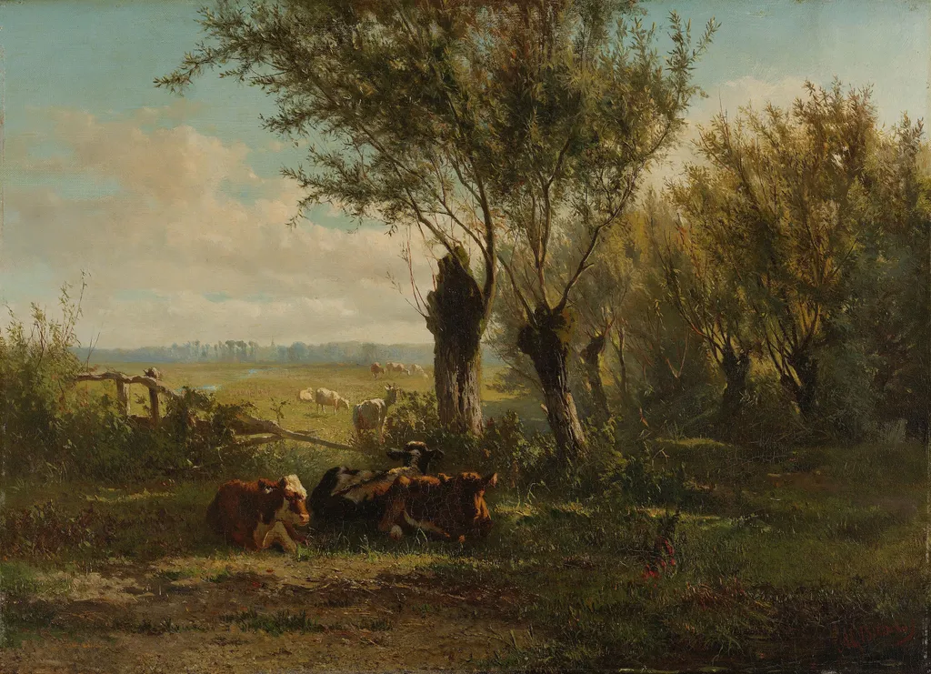Meadow near Oosterbeek, by Gerard Bilders, oil, 1860