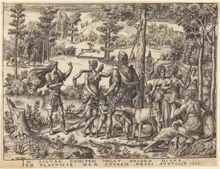 Diana and Orion, by Etienne Delaune, ink, 1551