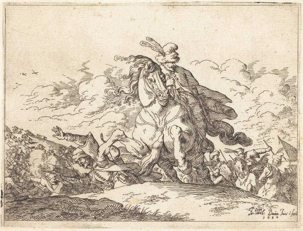 Capricci di varie battaglie, by Johann Wilhelm Baur, ink, 1635