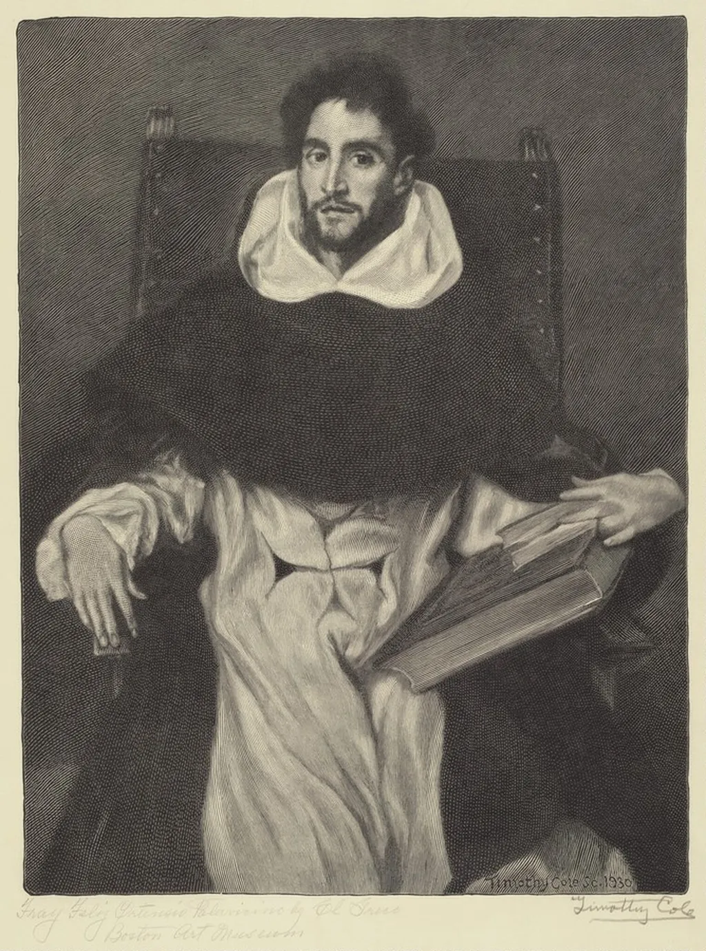 Fray Feliz Ortensio Palaucino, by Timothy Cole, ink, 1930