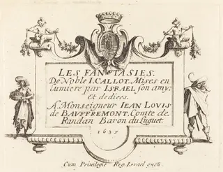 Title Page for "The Fantasies", by Jacques Callot, ink, 1634