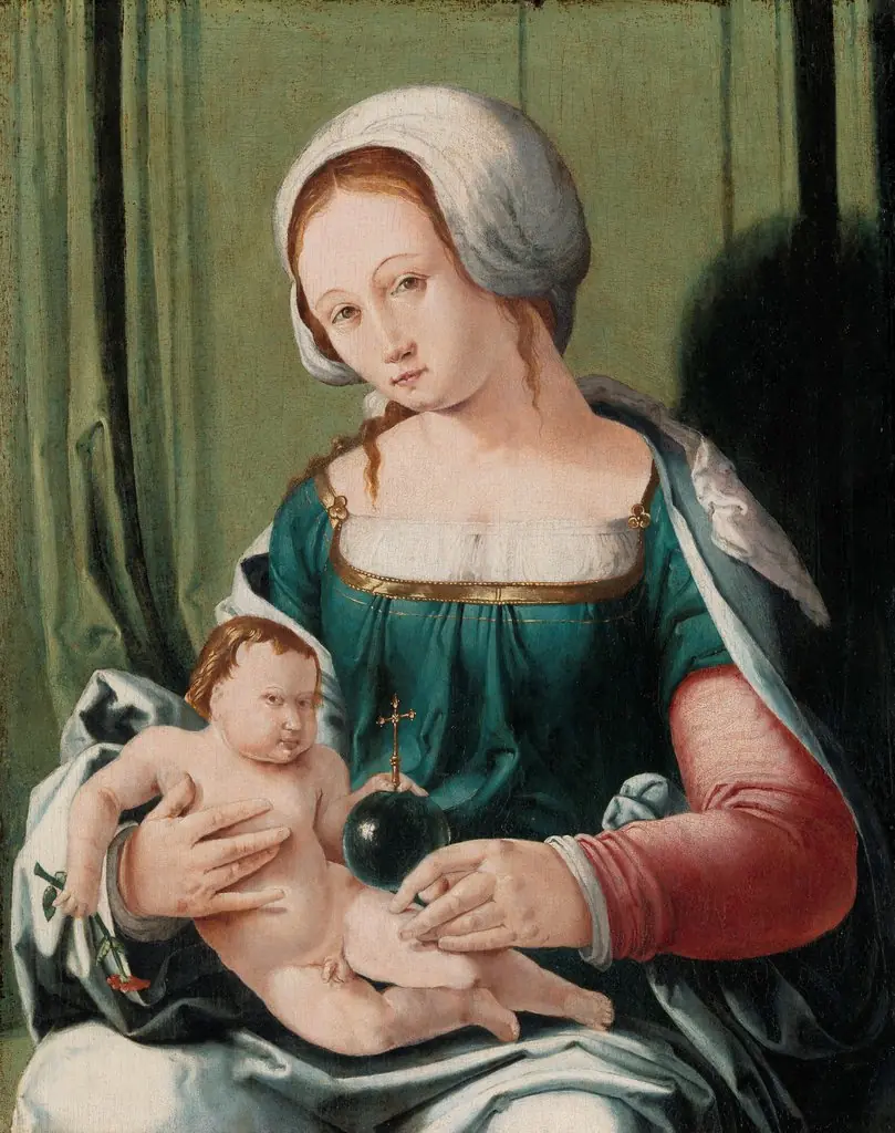 The Virgin and Child, by Lucas van Leyden, oil, 1530