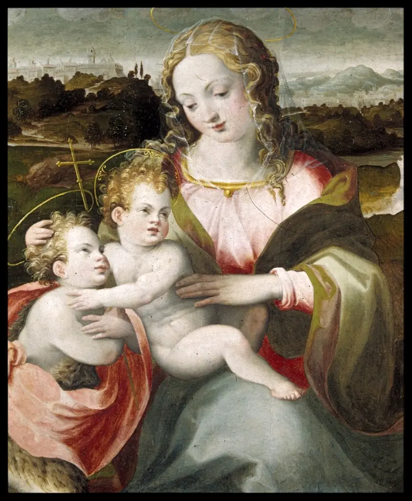 Madonna and Child with the Young Saint John the Baptist, by Ridolfo del Ghirlandaio, oil, 1550