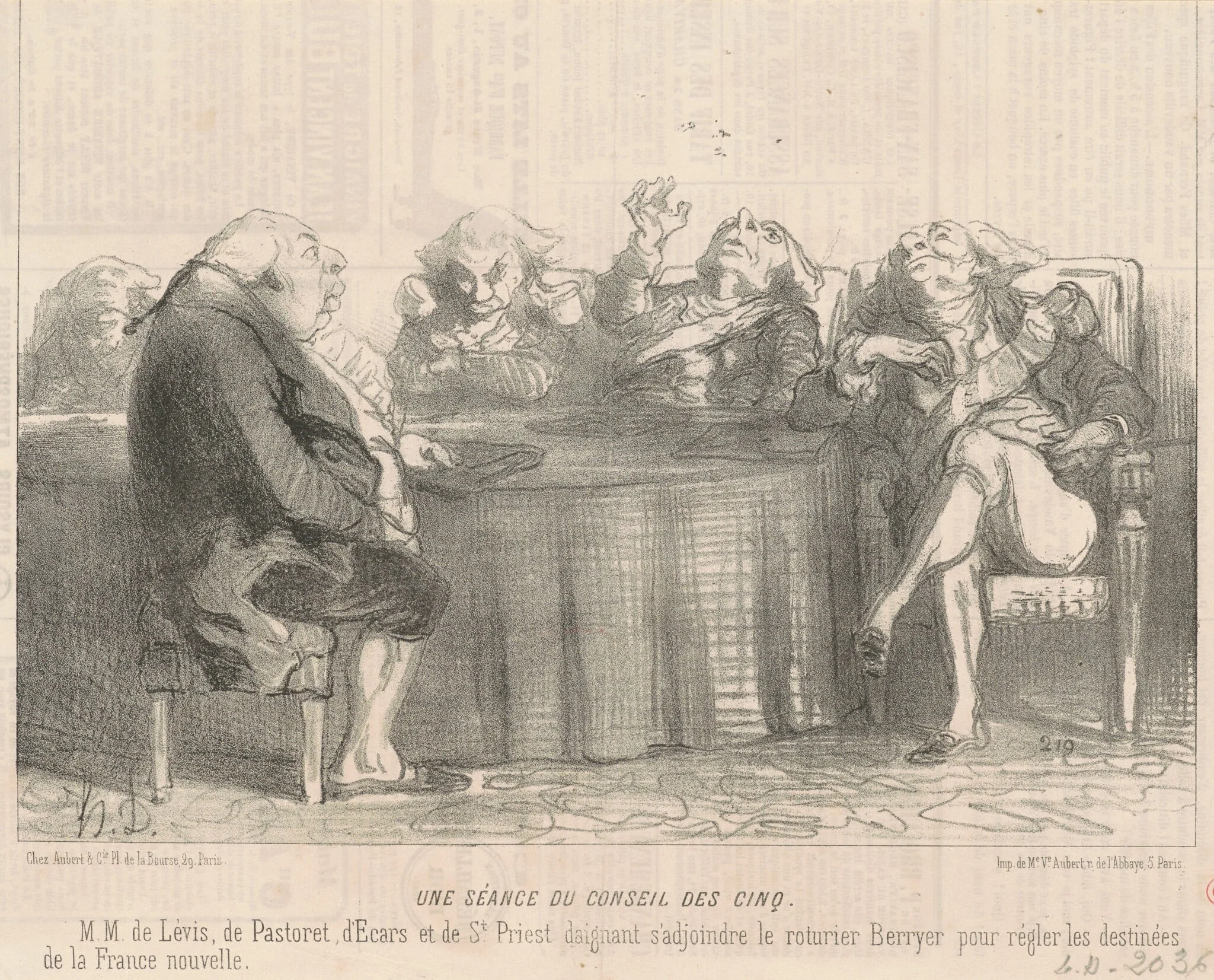 Une séance du conseil des cinq, detail