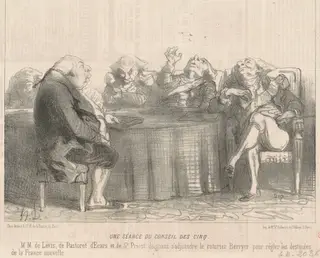 Une séance du conseil des cinq, by Honoré Daumier, ink, 1850