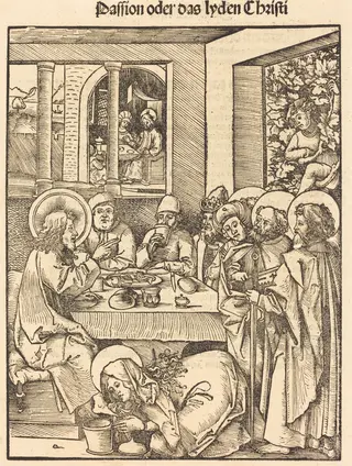Mary Magdalen Washing Feet of Christ, by Hans Wechtlin I, ink, 1503