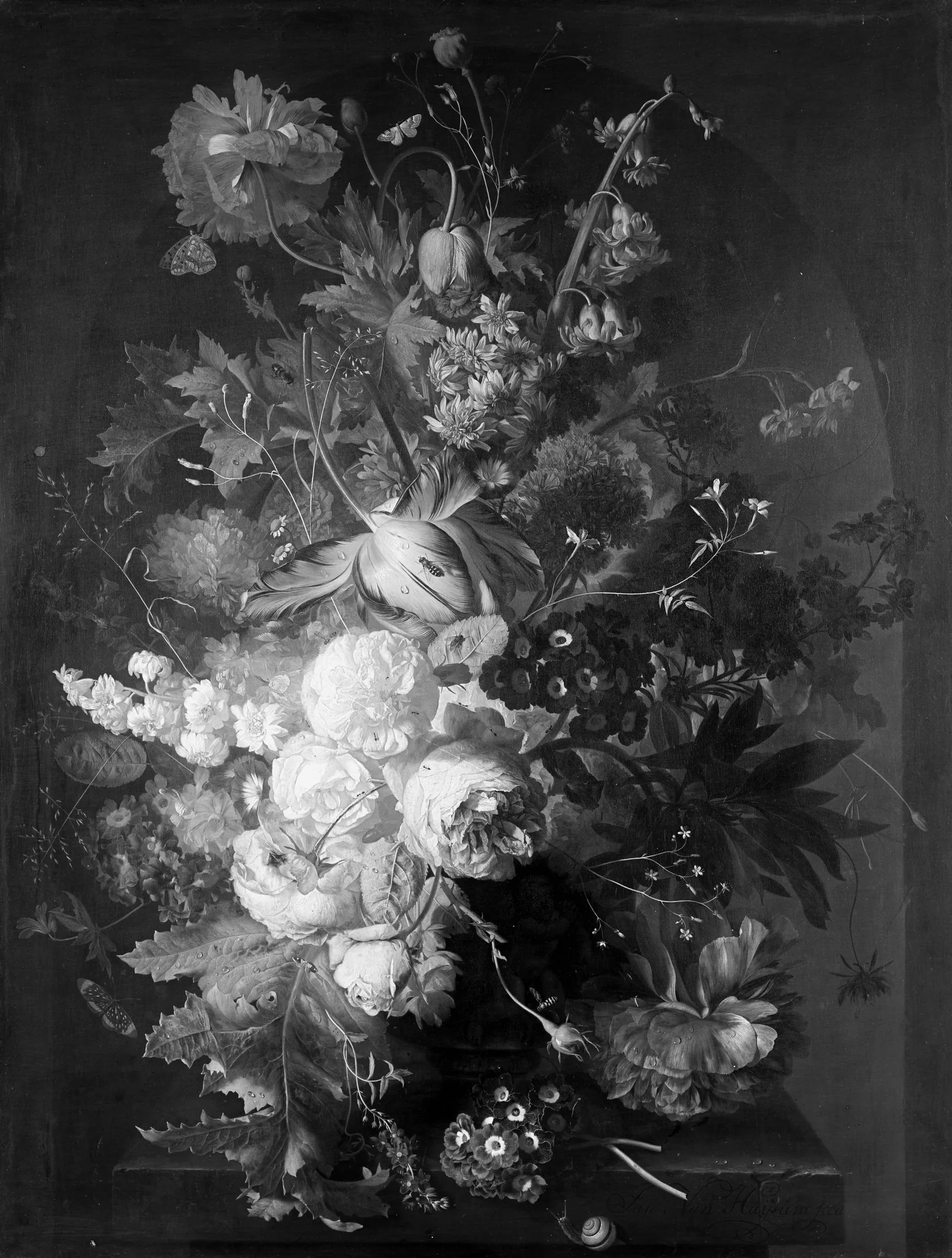 Blumenstrauß vor Nische, detail