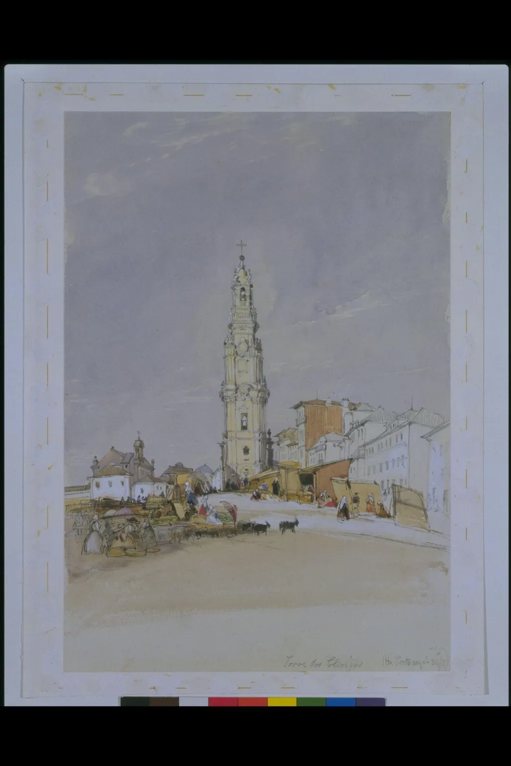 Torre dos Clérigos, by James Holland, watercolor, 1837