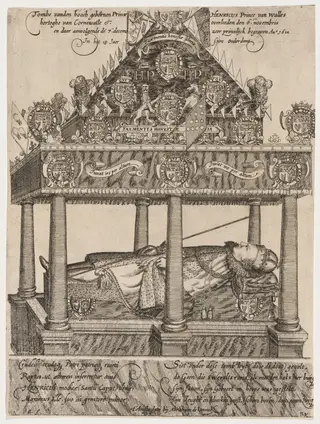 Prince Henry's Hearse, by William Hole, ink, 1606