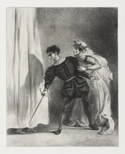Hamlet:  The Murder of Polonius, by Eugène Delacroix, 1834