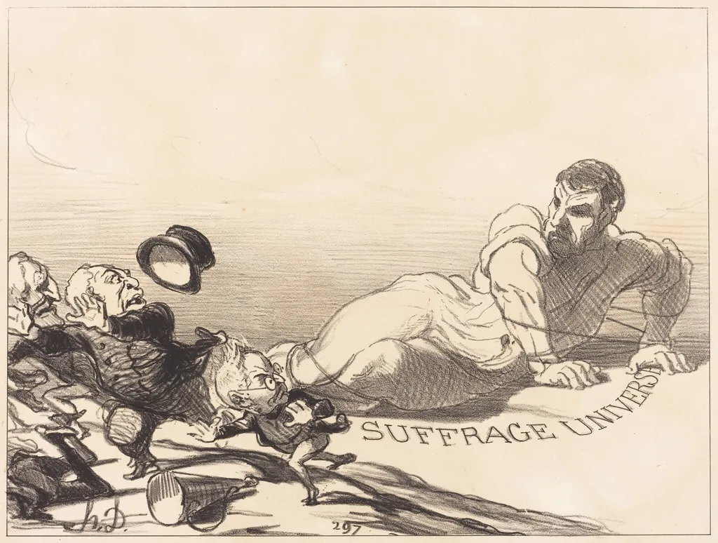 Une Panique de Lilliputiens..., by Honoré Daumier, ink, 1851