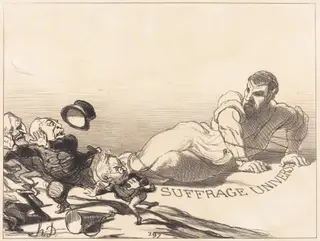 Une Panique de Lilliputiens..., by Honoré Daumier, ink, 1851