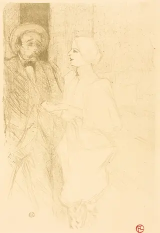 Yahne and Mayer in "L'age difficile" (Yahne et Mayer dans "L'age difficile"), by Henri de Toulouse-Lautrec, ink, 1895